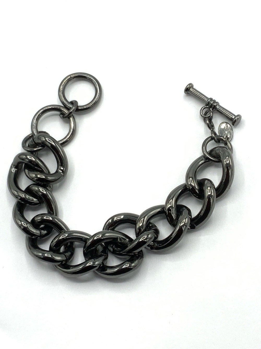 Vintage Lia Sophia Gunmetal Chain Link Toggle Bracelet